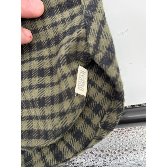 Duluth Trading Folklore Flannel Plaid Button Up Shirt Women's XL Green Black - Picture 8 of 10